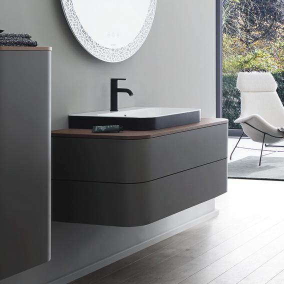 Duravit Happy D.2 Plus vanity unit with 2 pull-out compartments for countertop and countertop washbasin, with interior system in walnut