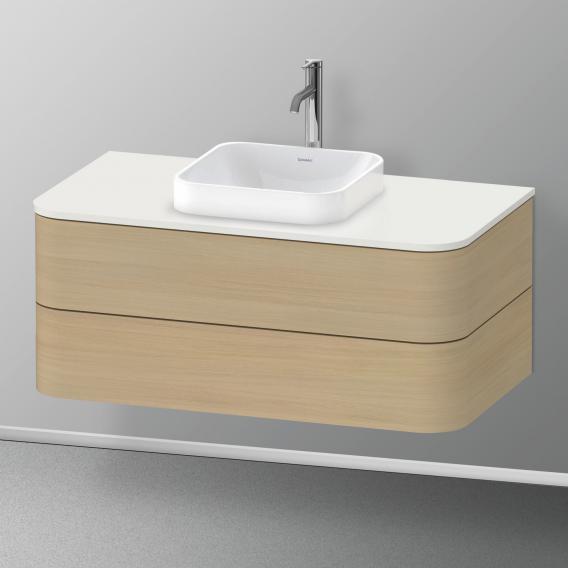 Duravit Happy D.2 Plus vanity unit with 2 pull-out compartments for countertop and countertop washbasin, with interior system in walnut