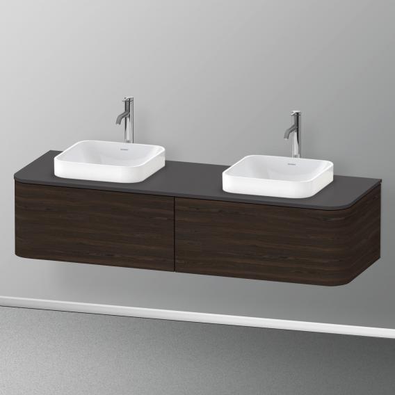 Duravit Happy D.2 Plus vanity unit with 2 pull-out compartments for countertop and countertop washbasin, with interior system in walnut