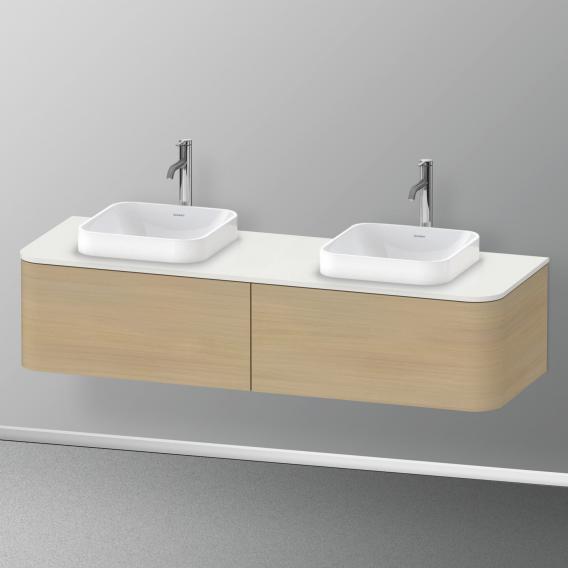 Duravit Happy D.2 Plus vanity unit with 2 pull-out compartments for countertop and countertop washbasin, with interior system in walnut