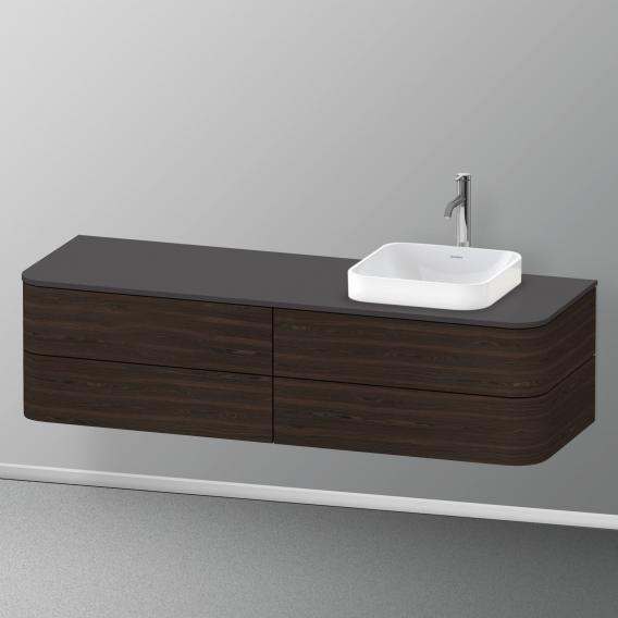 Duravit Happy D.2 Plus 梳妝台配有 4 個可拉出的檯面和檯面洗臉盆隔層，內部系統採用楓木