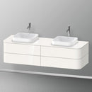Duravit Happy D.2 Plus vanity unit with 4 pull-out compartments for countertop and countertop washbasin, with interior system in walnut