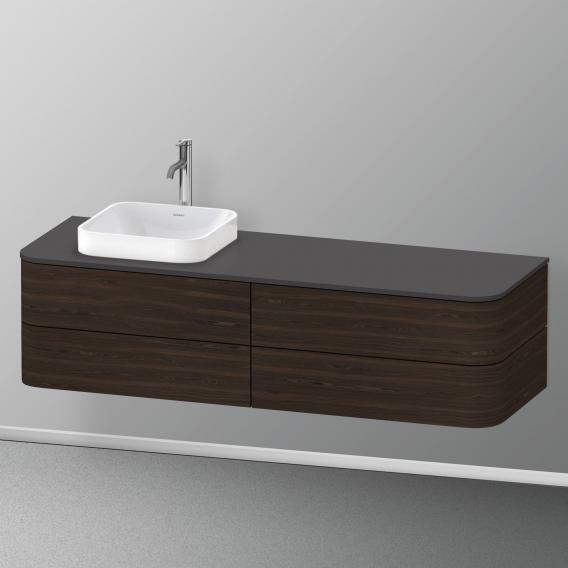 Duravit Happy D.2 Plus 梳妝台配有 4 個可拉出的檯面和檯面洗臉盆隔層，內部系統採用楓木