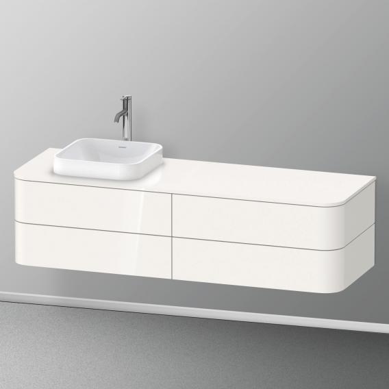 Duravit Happy D.2 Plus 梳妝台配有 4 個可拉出的檯面和檯面洗臉盆隔層，內部系統採用楓木