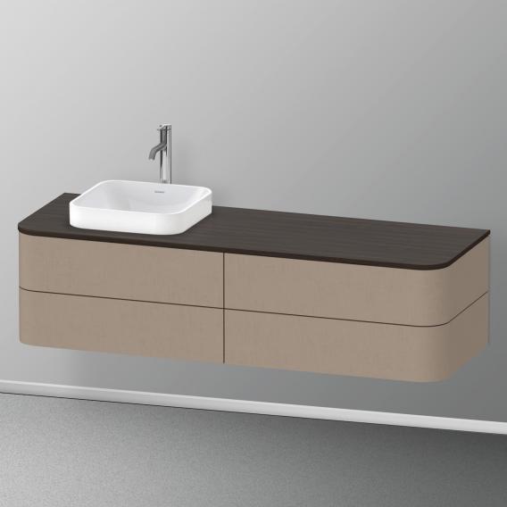 Duravit Happy D.2 Plus 梳妝台配有 4 個可拉出的檯面和檯面洗臉盆隔層，內部系統採用楓木