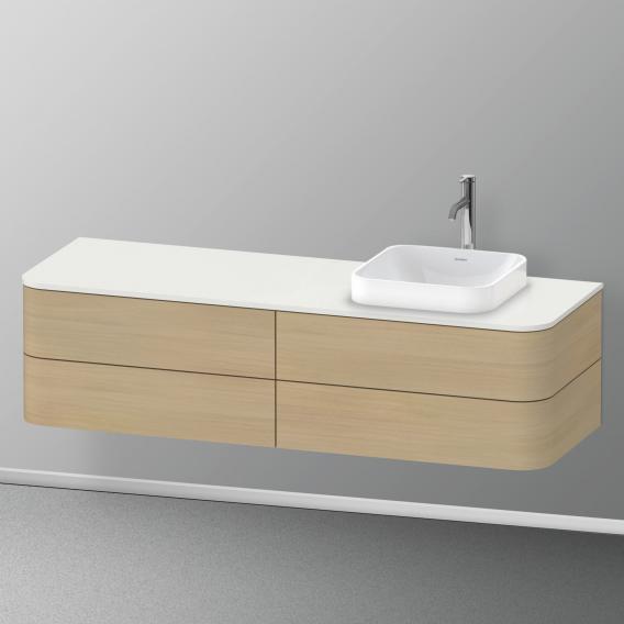 Duravit Happy D.2 Plus 梳妝台配有 4 個可拉出的檯面和檯面洗臉盆隔層，內部系統採用楓木