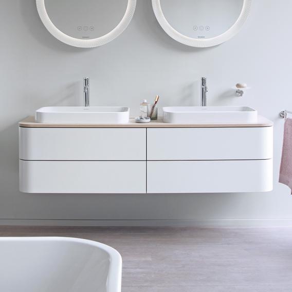 Duravit Happy D.2 Plus 梳妝台配有 4 個可拉出的檯面和檯面洗臉盆隔層，內部系統採用楓木
