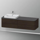 Duravit Happy D.2 Plus vanity unit with 4 pull-out compartments for countertop and vanity washbasin, with interior system in walnut