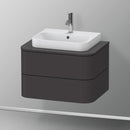Duravit Happy D.2 Plus 梳妝台配有 2 個用於檯面和檯面洗臉盆的拉出式隔間，配有楓木內飾系統