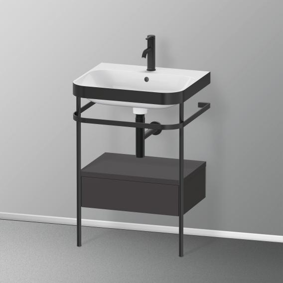 Duravit Happy D.2 Plus washbasin with metal console and undercounter unit with 1 pull-out compartment