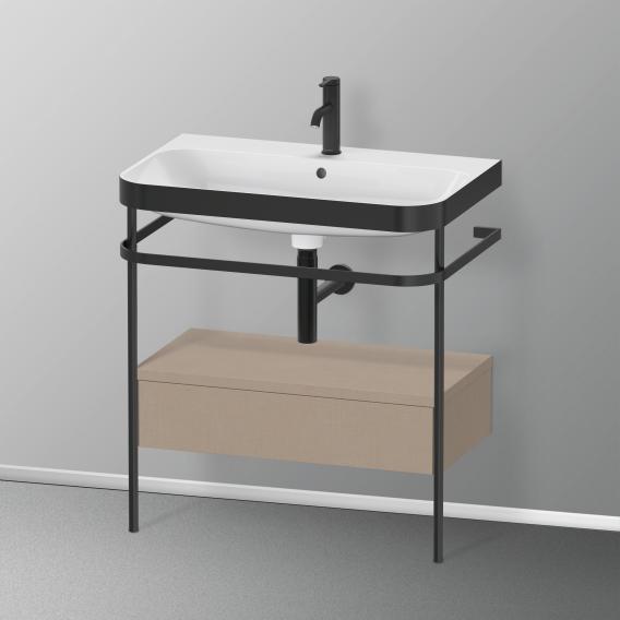 Duravit Happy D.2 Plus washbasin with metal console and undercounter unit with 1 pull-out compartment