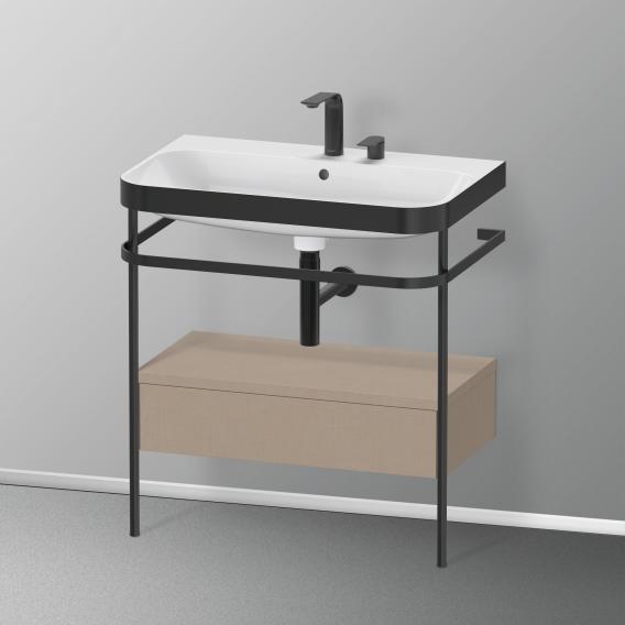 Duravit Happy D.2 Plus washbasin with metal console and undercounter unit with 1 pull-out compartment