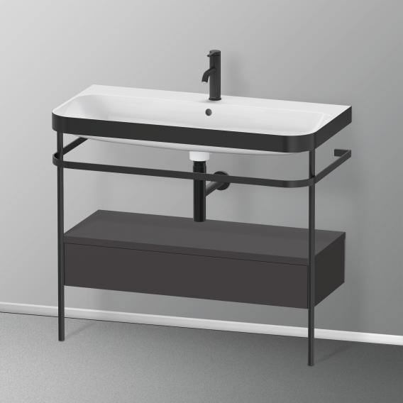 Duravit Happy D.2 Plus washbasin with metal console and undercounter unit with 1 pull-out compartment