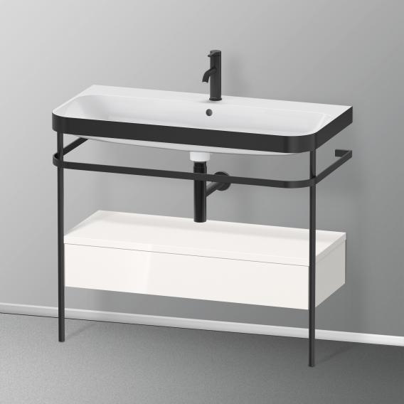 Duravit Happy D.2 Plus washbasin with metal console and undercounter unit with 1 pull-out compartment