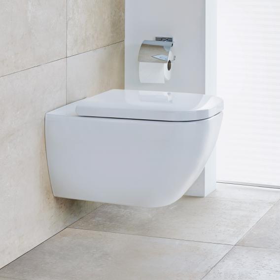 Duravit Happy D.2 wall-mounted, washdown toilet with toilet seat, rimless