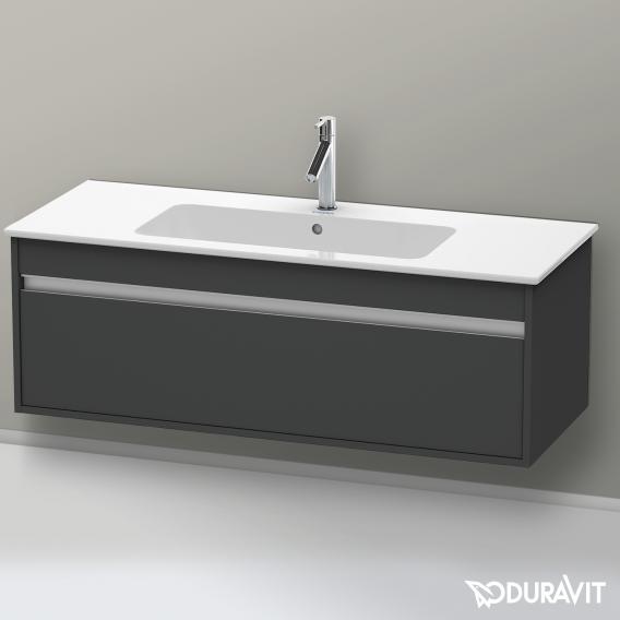 Duravit Ketho 梳妝台配有 1 個拉出式隔層，霧面石墨