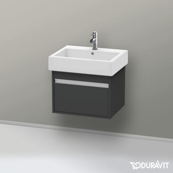 Duravit Ketho 梳妝台配有 1 個拉出式隔層，霧面石墨