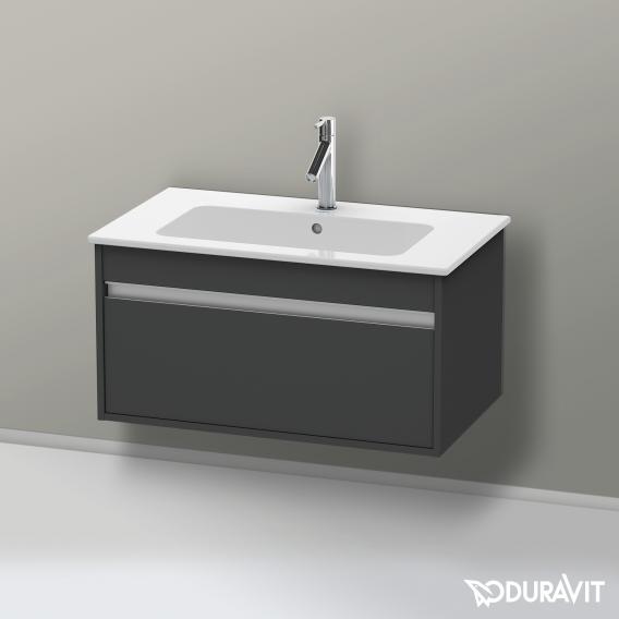 Duravit Ketho 梳妝台配有 1 個拉出式隔層，霧面石墨