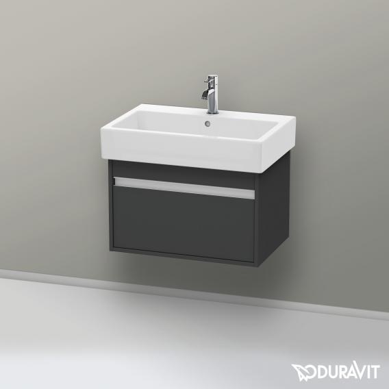 Duravit Ketho 梳妝台配有 1 個拉出式隔層，霧面石墨