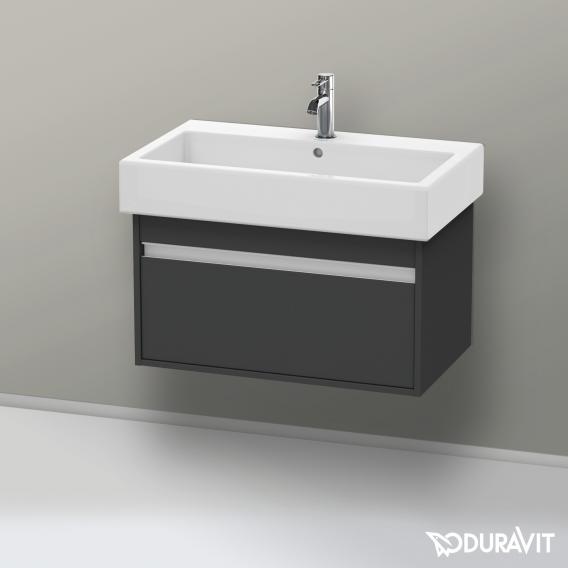 Duravit Ketho 梳妝台配有 1 個拉出式隔層，霧面石墨