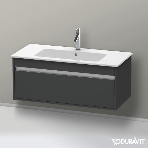 Duravit Ketho 梳妝台配有 1 個拉出式隔層，霧面石墨