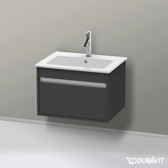 Duravit Ketho 梳妝台配有 1 個拉出式隔層，霧面石墨