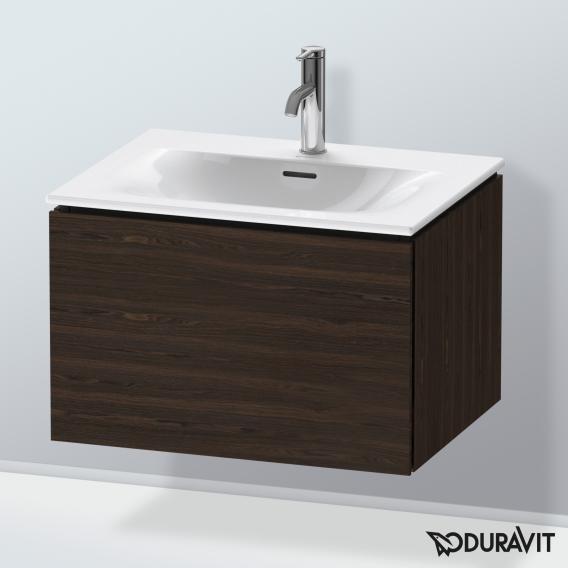 Duravit L-Cube 梳妝台配有 1 個拉出式隔層，內部系統為楓木