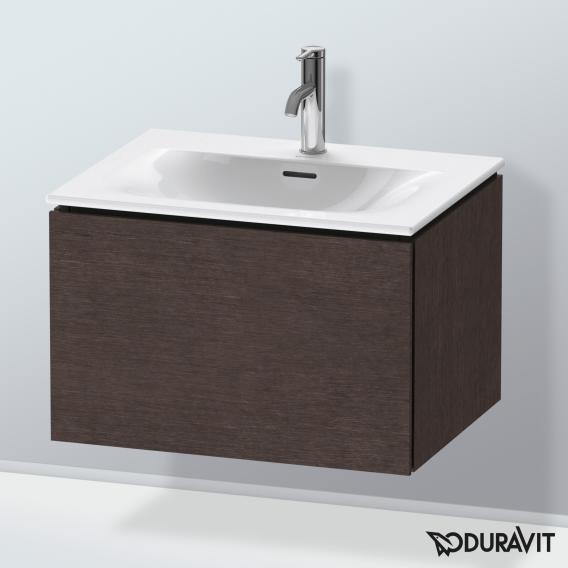 Duravit L-Cube 梳妝台配有 1 個拉出式隔層，內部系統為楓木