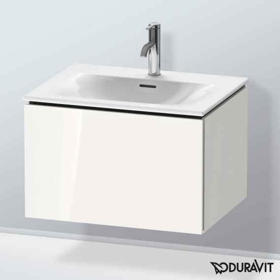 Duravit L-Cube 梳妝台配有 1 個拉出式隔層，內部系統為楓木