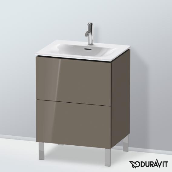 Duravit L-Cube 梳妝台配有 2 個拉出式隔層，內部系統為胡桃木