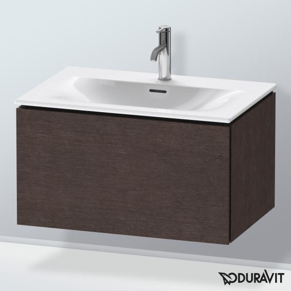 Duravit L-Cube 梳妝台配有 1 個拉出式隔層，內部系統為楓木