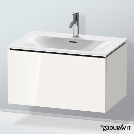 Duravit L-Cube 梳妝台配有 1 個拉出式隔層，內部系統為楓木