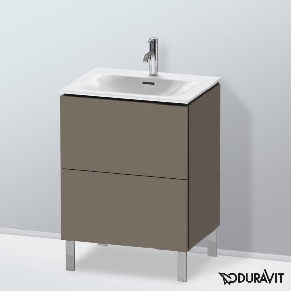 Duravit L-Cube 梳妝台配有 2 個拉出式隔層，內部系統為胡桃木