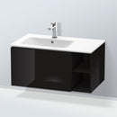 Duravit L-Cube vanity unit with 1 pull-out compartment and 1 rack element, with interior system in maple