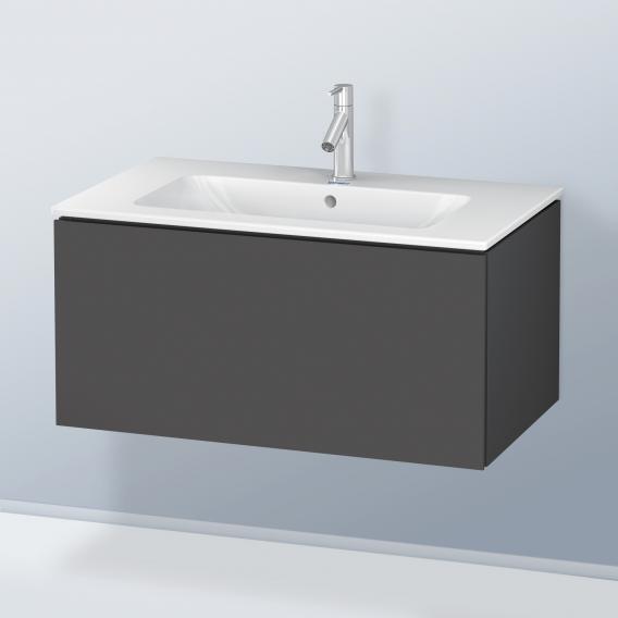 Duravit L-Cube 梳妝台配有 1 個拉出式隔層，內部系統為楓木