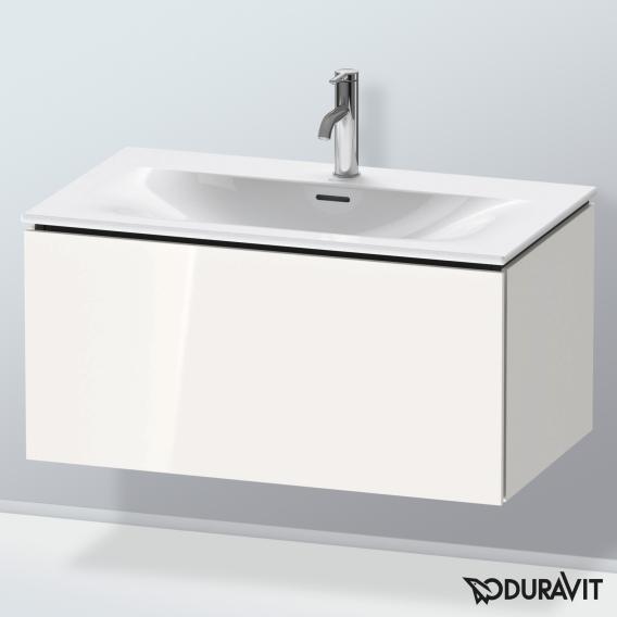 Duravit L-Cube 梳妝台配有 1 個拉出式隔層，內部系統為楓木