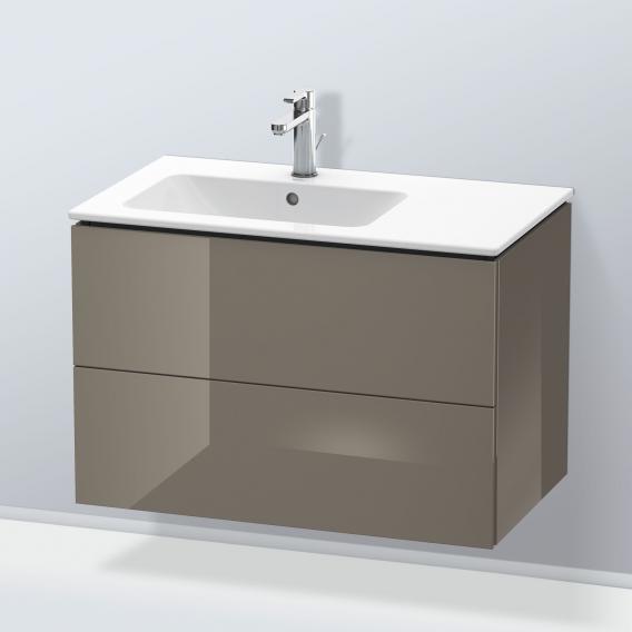 Duravit L-Cube 梳妝台配有 2 個拉出式隔層，內部系統為胡桃木