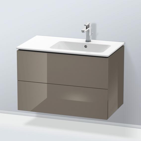 Duravit L-Cube 梳妝台配有 2 個拉出式隔層，內部系統為胡桃木