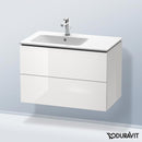 Duravit L-Cube vanity unit with 2 pull-out compartments, with interior system in maple