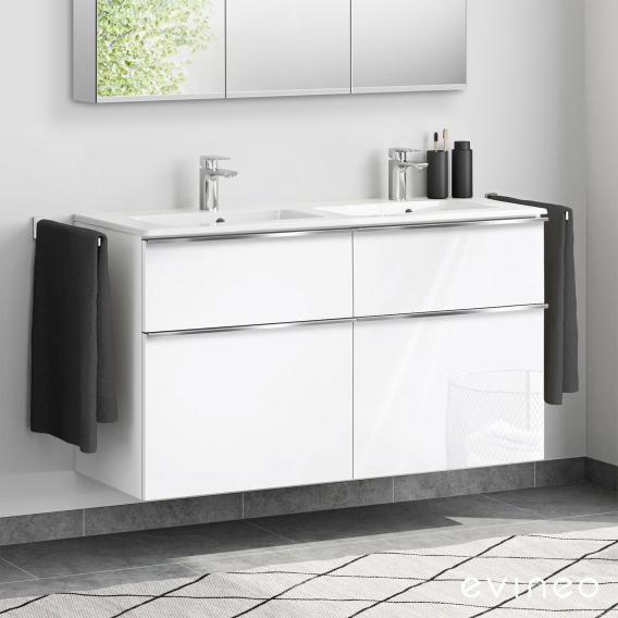 Duravit ME by Starck double washbasin with evineo ineo4 vanity unit with 4 pull-out compartments, with handles