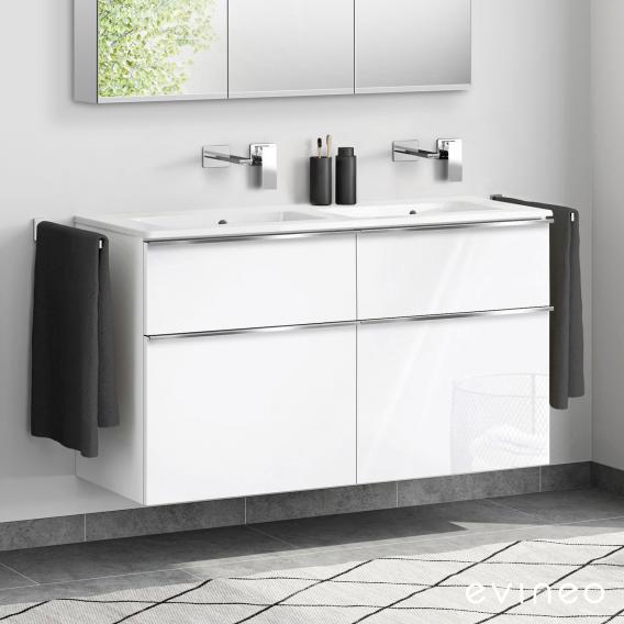 Duravit ME by Starck double washbasin with evineo ineo4 vanity unit with 4 pull-out compartments, with handles