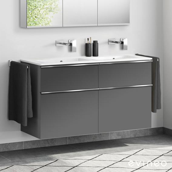 Duravit ME by Starck double washbasin with evineo ineo4 vanity unit with 4 pull-out compartments, with handles