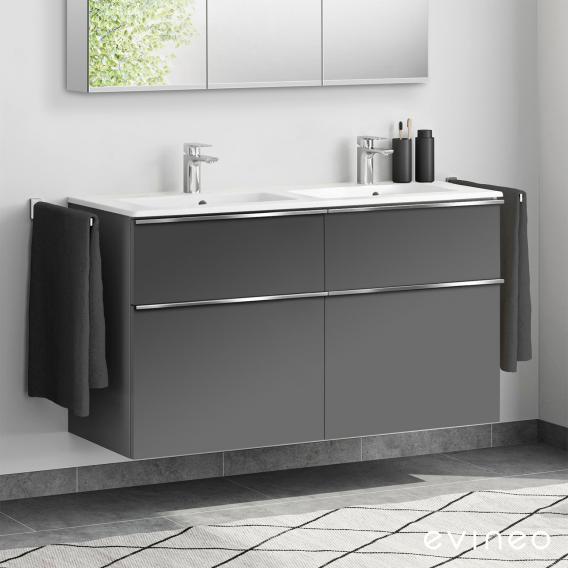 Duravit ME by Starck double washbasin with evineo ineo4 vanity unit with 4 pull-out compartments, with handles