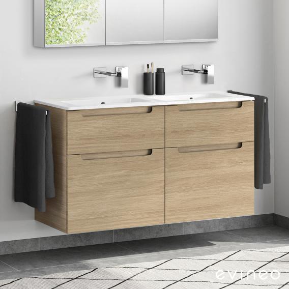 Duravit ME by Starck double washbasin with evineo ineo5 vanity unit with 4 pull-out compartments, with recessed handles