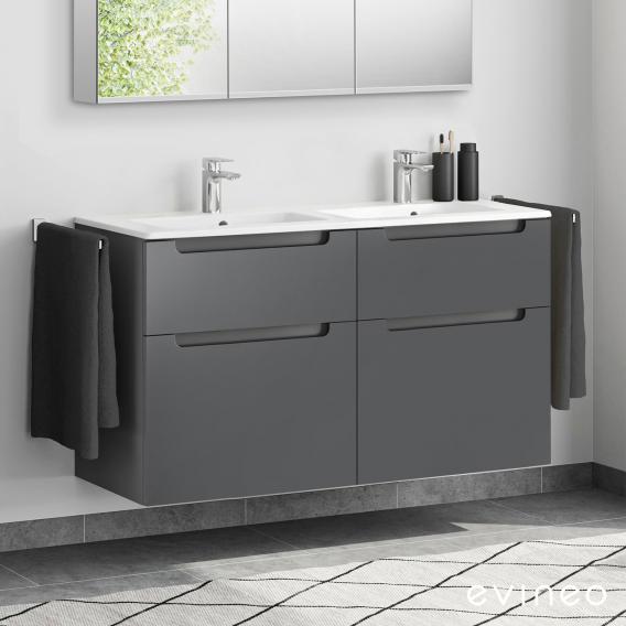 Duravit ME by Starck double washbasin with evineo ineo5 vanity unit with 4 pull-out compartments, with recessed handles