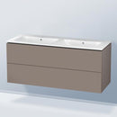 Duravit ME by Starck 雙洗臉盆，配有 L-Cube 梳妝台和 2 個拉出式隔間