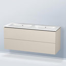 Duravit ME by Starck 雙洗臉盆，配有 L-Cube 梳妝台和 2 個拉出式隔間