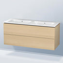 Duravit ME by Starck 雙洗臉盆，配有 L-Cube 梳妝台和 2 個拉出式隔間