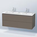 Duravit ME by Starck 雙洗臉盆，配有 L-Cube 梳妝台和 2 個拉出式隔間