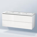 Duravit ME by Starck 雙洗臉盆，配有 L-Cube 梳妝台和 2 個拉出式隔間